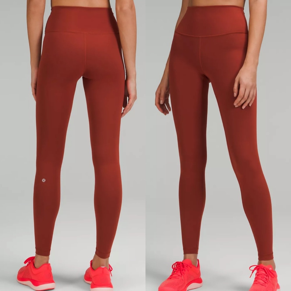 Lululemon Wunder Train HR Tight 28" in Cayenne (spicy brown red)